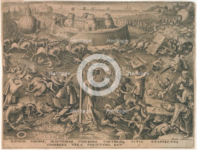 Fortitudo (Fortitude) from The Seven Virtues, 1559. Creator: Galle, Philipp (Philips) (1537-1612).