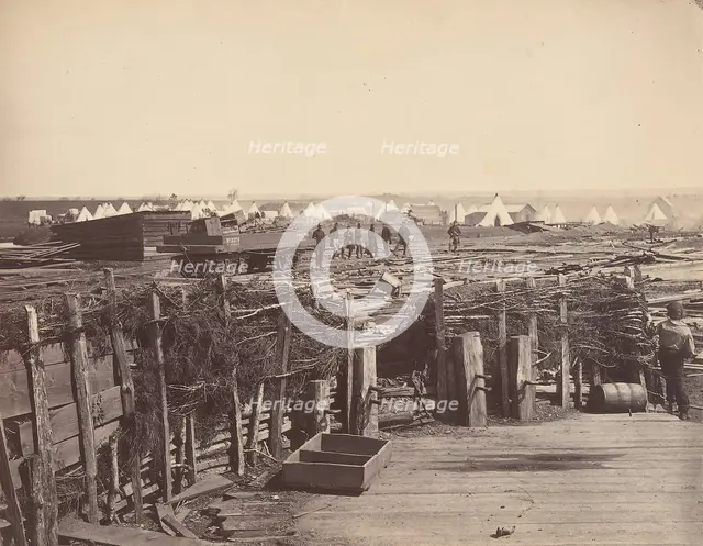 Fortifications, Manassas, Occupied by 13th Mass., 1862. Creator: Mathew Brady.