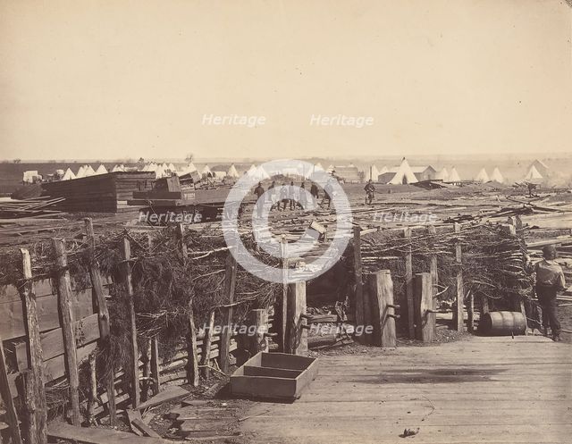 Fortifications, Manassas, Occupied by 13th Mass., 1862. Creator: Mathew Brady.