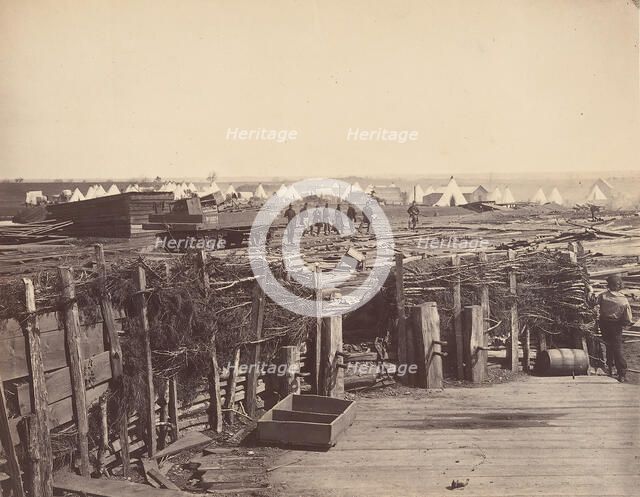 Fortifications, Manassas, Occupied by 13th Mass., 1862. Creator: Mathew Brady.