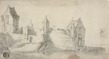 Fortified Buildings on Water's Edge, n.d. Creator: Simon de Vlieger
