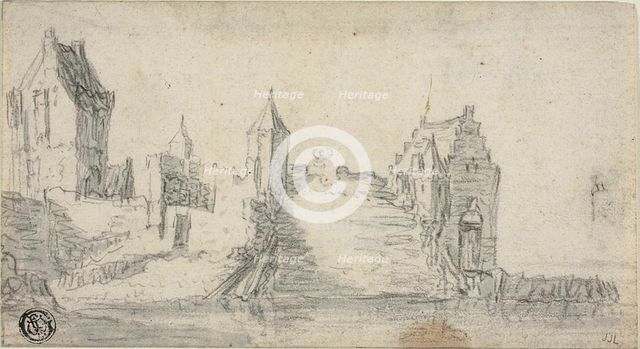Fortified Buildings on Water's Edge, n.d. Creator: Simon de Vlieger.
