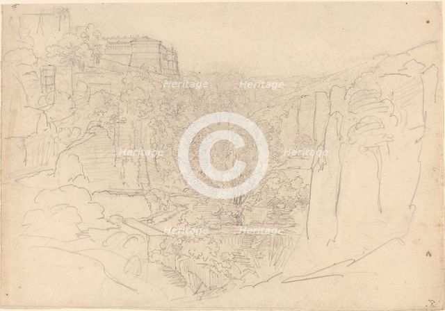 Fortified Castle Above a Narrow Valley. Creator: Friedrich Salathe.