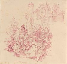 Fortified Castle on a High Cliff, c. 1830. Creator: Moritz von Schwind