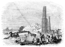 Fortress of Ghazni, with the two Minars, India 1847. Artist: Kirchner