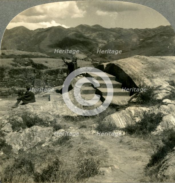 'Fortress of Sacsahuaman and Throne of the Incas in the Hills above Cuzco, Peru', c1930s. Creator: Unknown.