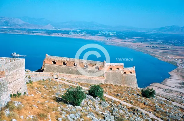 Fortress of Palamidi, Nafplion, Peloponnese, Greece.  Creator: Vivienne Sharp.