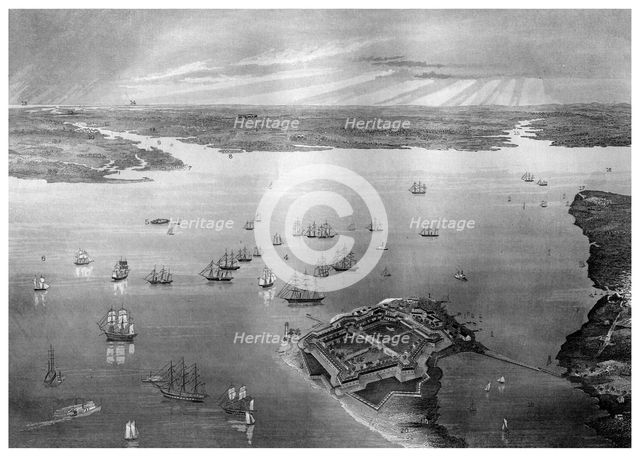 Fortress Monroe, Old Point Comfort, Virginia, 1862-1867.Artist: R Hinshelwood