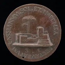 Fortress with a Tall Tree [reverse], 1520/1530. Creator: Maffeo Olivieri