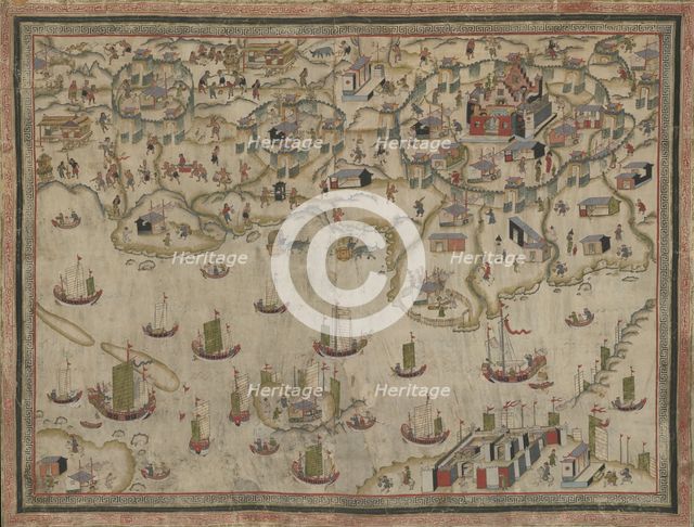 Forts Zeelandia and Provintia and the City of Tainan, 19th century. Creator: Unknown.