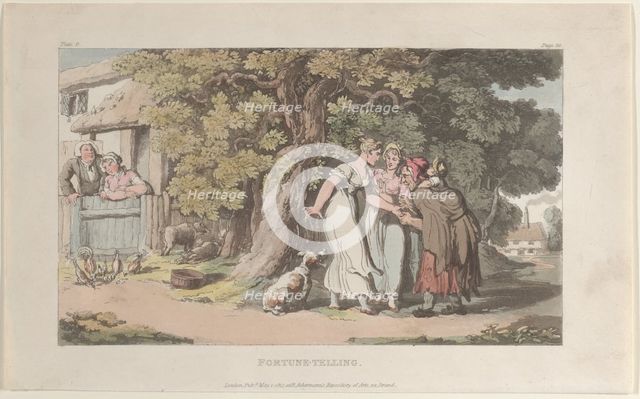 Fortune-telling, from "The Vicar of Wakefield", May 1, 1817., May 1, 1817. Creator: Thomas Rowlandson.