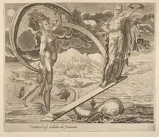Fortune Using Man as a Plaything from Six Sayings about Fortune, ca. 1560. Creator: Dirck Volkertsen Coornhert