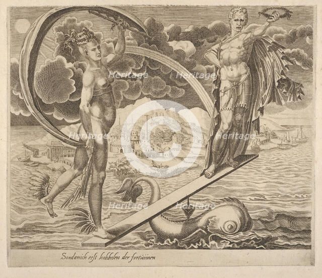 Fortune Using Man as a Plaything from Six Sayings about Fortune, ca. 1560. Creator: Dirck Volkertsen Coornhert.