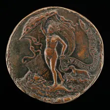 Fortune with Sail, on a Dolphin [reverse], c. 1498. Creator: Unknown