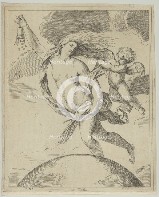 Fortune flying above the globe..., ca. 1660-80. Creator: Girolamo Scarsello.