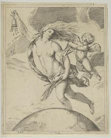 Fortune flying above the globe..., ca. 1660-80. Creator: Girolamo Scarsello