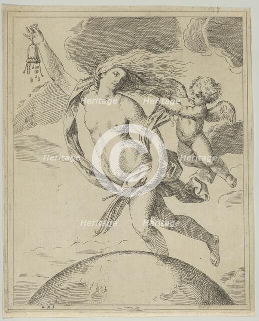 Fortune flying above the globe..., ca. 1660-80. Creator: Girolamo Scarsello.