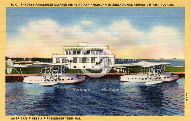 'Forty Passenger Clipper Ships at Pan-American International Airport, Miami, Florida', USA, 1934. Artist: Unknown