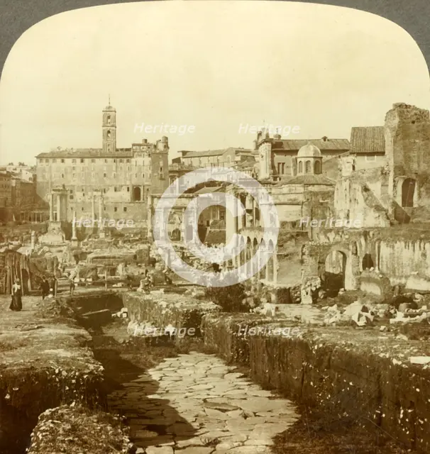 'Forum, Capitol, an ancient pavement of Sacred Way. (W.) Rome, Italy.', c1909. Creator: Unknown.