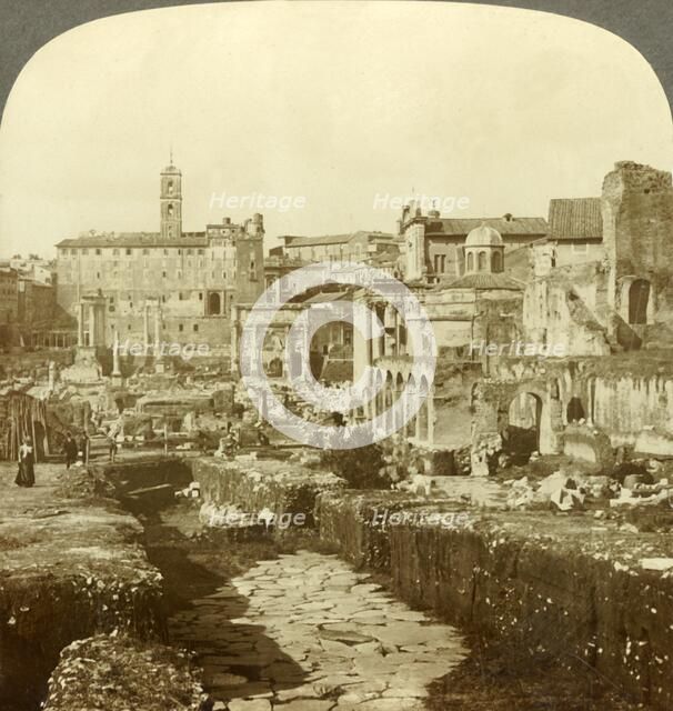 'Forum, Capitol, an ancient pavement of Sacred Way. (W.) Rome, Italy.', c1909. Creator: Unknown.