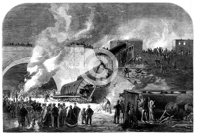 Fatal railway accident at Kentish-Town, on the north and south western junction line: scene..., 1861 Creator: Unknown.