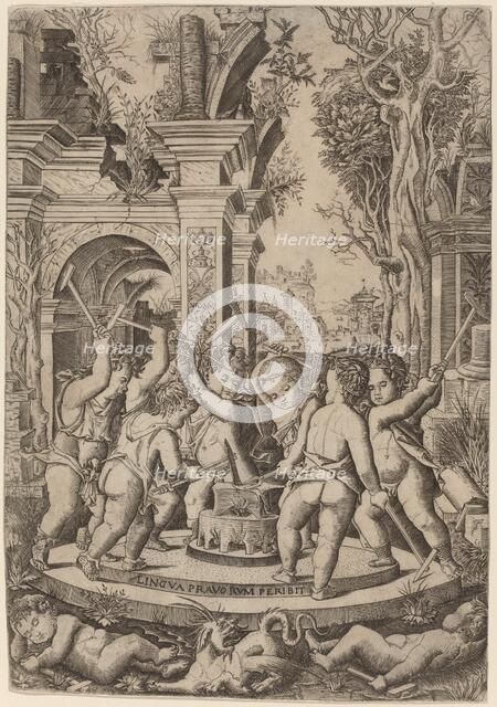 Fate of an Evil Tongue, c. 1507. Creator: Nicoletto da Modena.