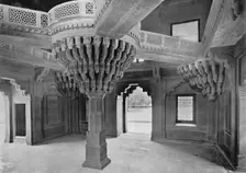 Fatehpur Sikri. Pillar in the Dewan-i-Khas c1910. Creator: Unknown