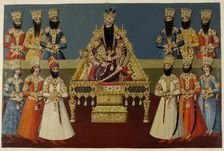Fath Ali Shah enthroned with his sons, 1816-1820. Creator: Abdallah Khan