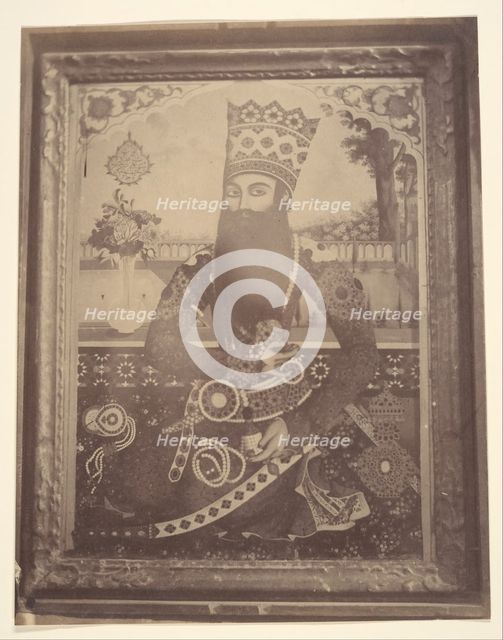 [Fath-Ali Shah, Painting that Once Belonged to Hmah [?] Saula, Uncle of the King.], 1840s-60s. Creator: Possibly by Luigi Pesce.