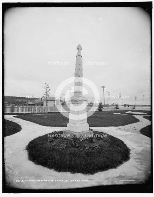 Father Marquette's grave, St. Ignace, Mich., between 1890 and 1901. Creator: Unknown.