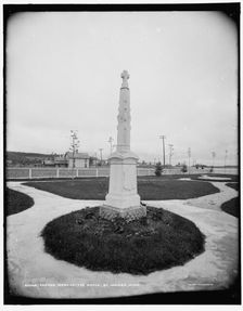 Father Marquette's grave, St. Ignace, Mich., between 1890 and 1901. Creator: Unknown