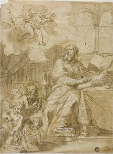 Father of the Church Writing in His Study, n.d. Creator: Unknown