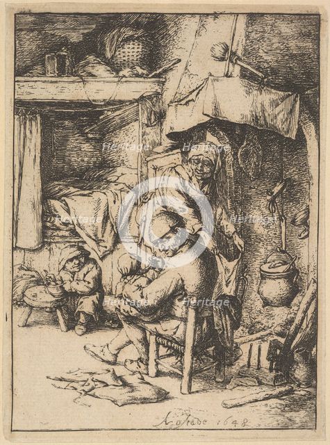 Father of the Family Giving Broth to His Baby, 1610-85. Creator: Adriaen van Ostade.