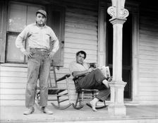 Father and son, idle American workman, near Bridgton, New Jersey, 1936. Creator: Dorothea Lange