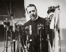 Father Charles E Coughlin, Canadian-born Catholic priest, late 1930s