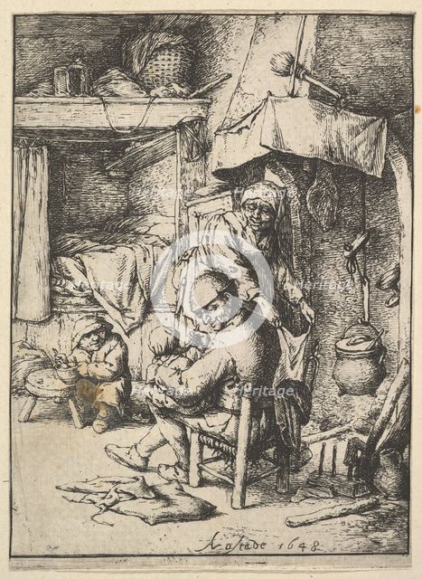 Father Feeding his Child, 1610-85. Creator: Adriaen van Ostade.