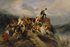 Father Joachim Haspinger among the fighting farmers, 1842. Creator: Artaria, Mathias (1814-1885)