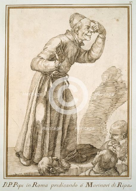 Father Pepe Preaching to Sailors, c.1740. Creator: Pier Leone Ghezzi.