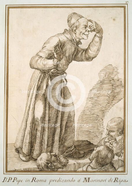 Father Pepe Preaching to Sailors, c.1740. Creator: Pier Leone Ghezzi.