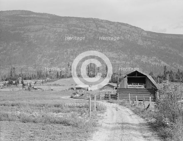 Father's farm in foreground, son's place adjoining, Boundary County, Idaho, 1939. Creator: Dorothea Lange.