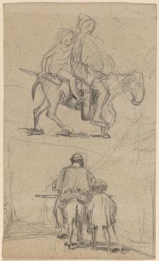 Father, Son, and Donkey, c. 1859. Creator: Elihu Vedder