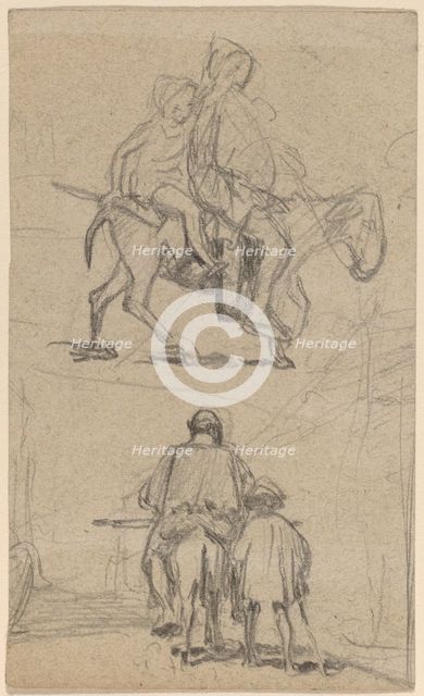 Father, Son, and Donkey, c. 1859. Creator: Elihu Vedder.