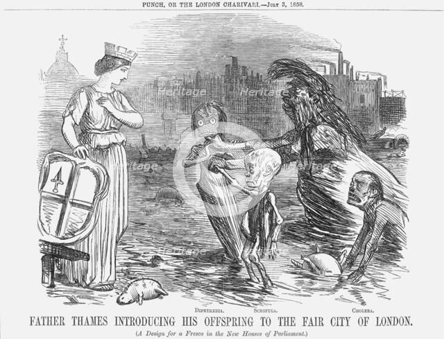 'Father Thames introducing his offspring to the fair city of London.', 1858. Creator: Unknown.