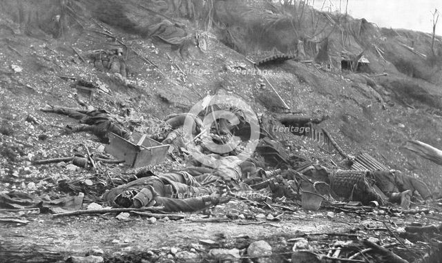 'Fauches Par Notre Artillerie; Cadavres allemands dans un chemin creux..., 1916 (1924 Creator: Unknown.