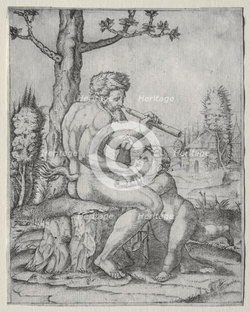 Faun and Child, c. 1509. Creator: Marcantonio Raimondi (Italian, 1470/82-1527/34).