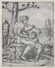 Faun and Child, c. 1509. Creator: Marcantonio Raimondi (Italian, 1470/82-1527/34)