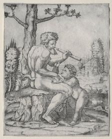 Faun and Child, c. 1509. Creator: Marcantonio Raimondi (Italian, 1470/82-1527/34)