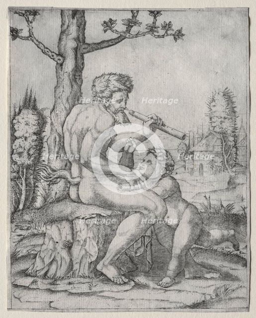 Faun and Child, c. 1509. Creator: Marcantonio Raimondi (Italian, 1470/82-1527/34).