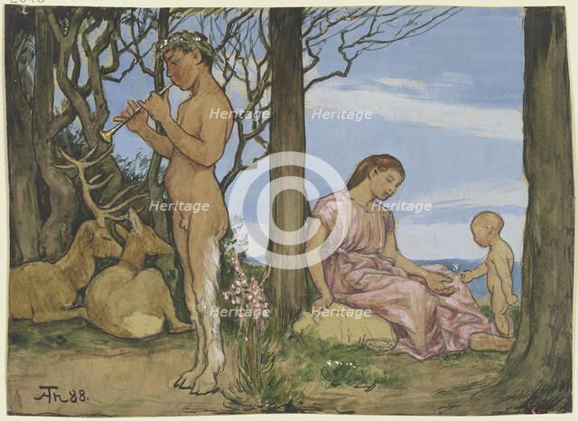 Faun and nymph, 1888. Creator: Hans Thoma.