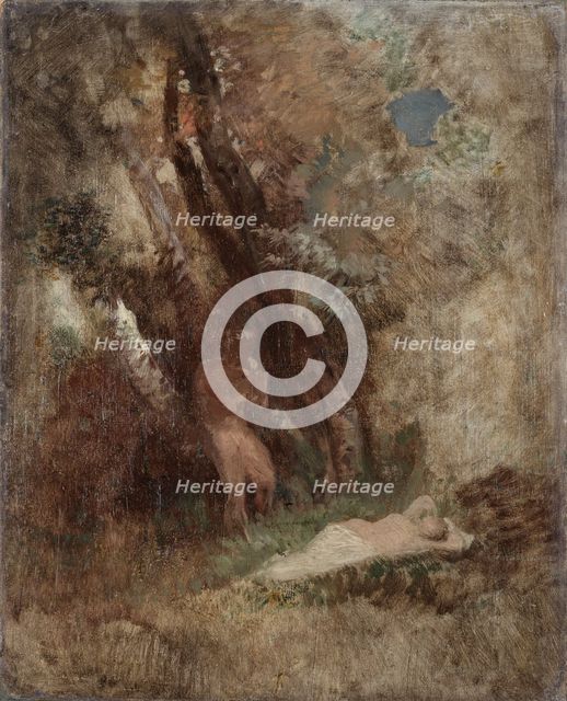 Faun and Nymph in the Woods, c1859. Creator: Arnold Bocklin.